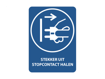 Haal de stekker uit het stopcontact, met tekst