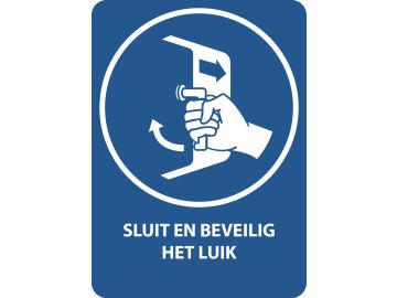 Sluit en beveilig het luik (reddingsbootlanceringsvolgorde), met tekst