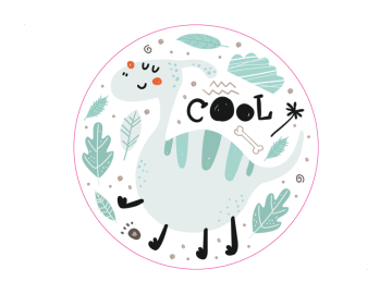 Muursticker cirkel dino cool
