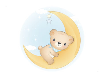Muursticker Teddybeer op de Maan